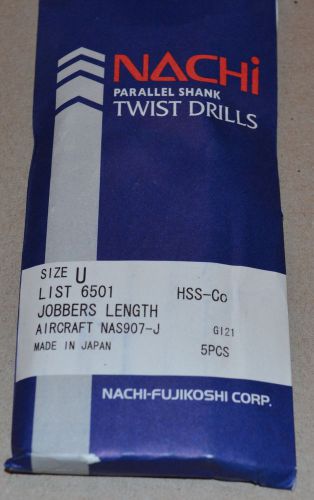 NACHI &#034;U&#034; HSS/COBALT  DRILLS SCREW MACHINE LENGTH-AIRCRAFT NEW/UNUSED - 5 PCS