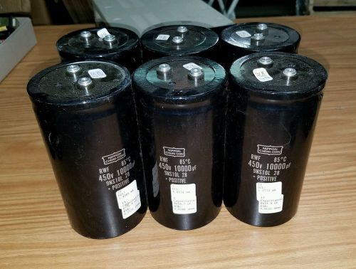 Lot of 6 Nippon Chemi-Con Capacitor&#039;s RWF 85°C 450v 10000pf 9NS10L 28 + Positive