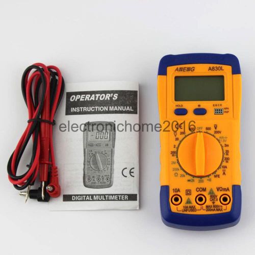 Digital LCD Multimeter DC AC Voltmeter Ammeter OHM A830L Tester-Blue&amp;Yellow