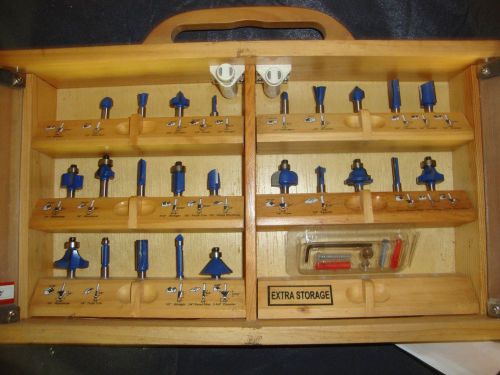 NICE RYOBI ROUTER BIT SET 24 NEW BITS IN WALL CASE