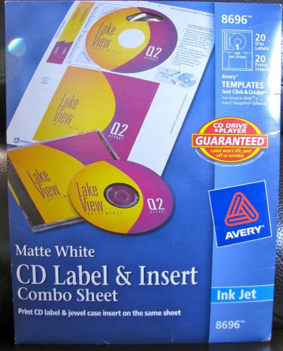 Avery Dennison 8696 CD Label &amp; Insert combo, matte white, 20, NEW