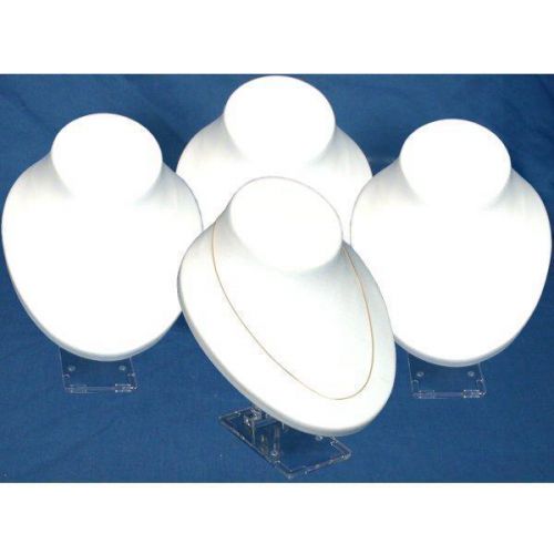 4 Adjustable White Plastic Necklace Bust Displays