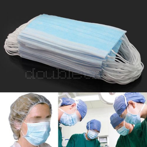 50 Pcs Disposable Dental Medical Earloop Mouth Face Masks Anti-dust Light Blue