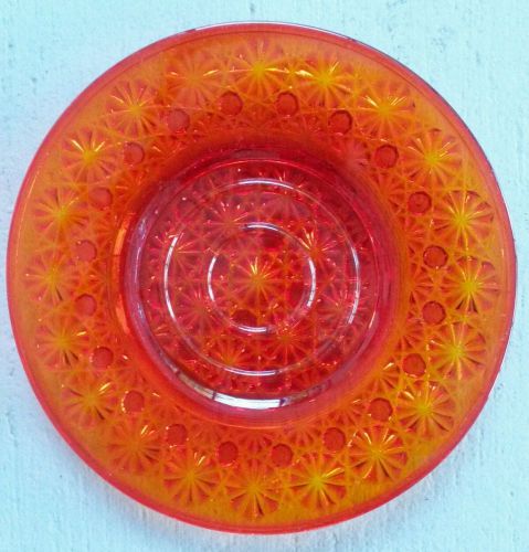 Amberina Plate 8&#034; Cut Glass Red Orange Amber Yellow Gold Sunset Beauty.