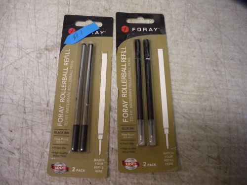 2 PACKS FORAY INK FOR WATERMAN ROLLERBALL PEN (2) BLACK (2) BLUE REFILLS 4 TOTAL