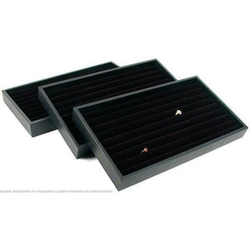 3 black velvet ring display &amp; 3 travel tray for sale