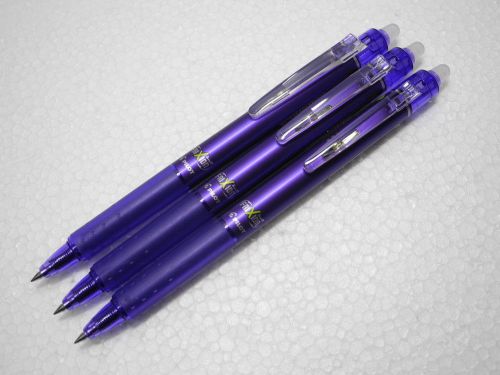 (3 pens)  pilot erasable frixion retractable 0.5mm roller ball pen violet for sale