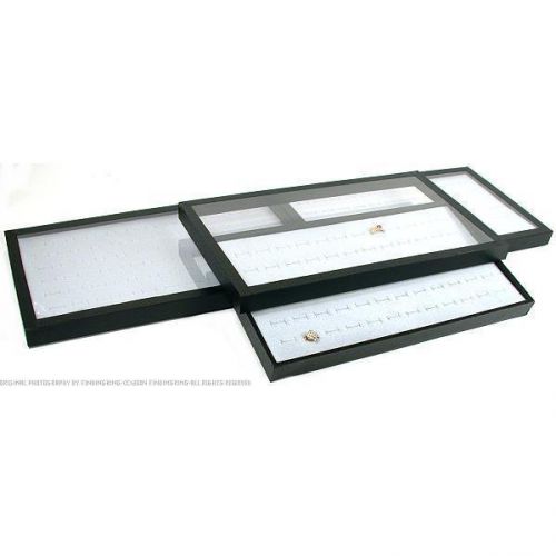 3 72 slot gray ring display &amp; acrylic lid travel tray for sale