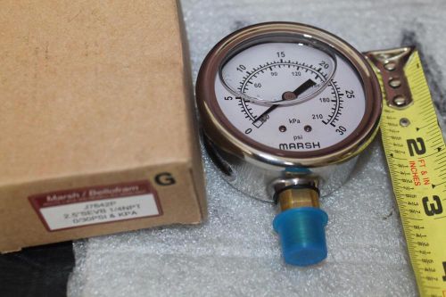 MARSH BELLOFRAM PRESSURE GAUGE 0-30PSI J7642P NEW 2.5&#034; 1/4 NPT LIQUID FILLED