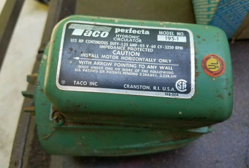 TACO Hot Water Circulator Pump, 1/15 Hp 3250 Rpm Perfecta model 195-1 NOS