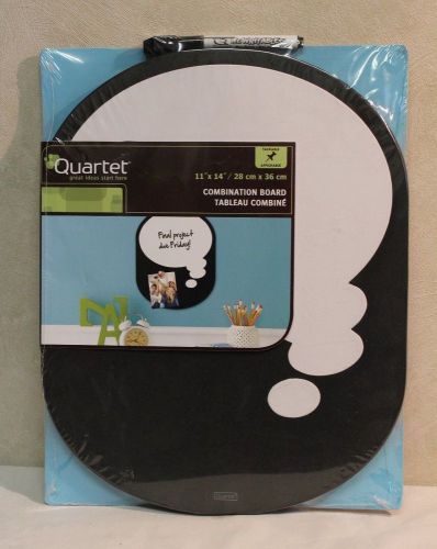 Quartet Combination Board 11&#034;x14&#034; Frameless Black or White Pushpin Dry Erasable