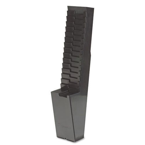 25-Pocket Expanding Time Card Rack, Plastic, Black