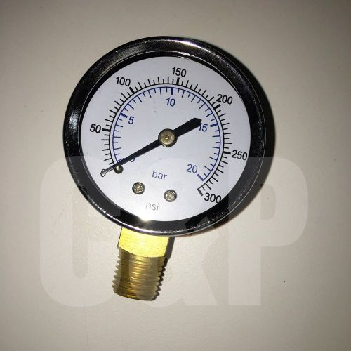 (2)  2&#034; gauges for air compressor bottom mount 1/4&#034; npt glass face metal 300psi for sale