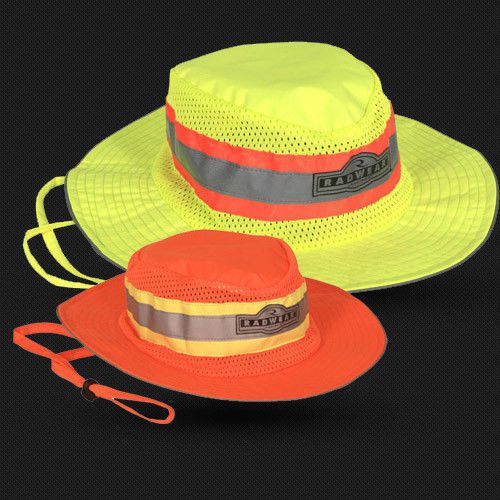 Radians hi-viz safety boonie cap jungle safari hat mesh panels construction sho for sale