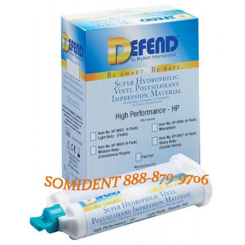 Defend VPS Impresion Material Light Body Fast Set. 8 x 50 ml/Cartridges.Dental