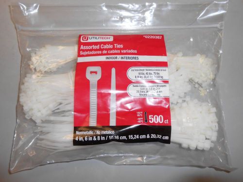 Utilitech Assorted Cable Ties 4, 6 &amp; 8 Inch 500 Count! LOOK!