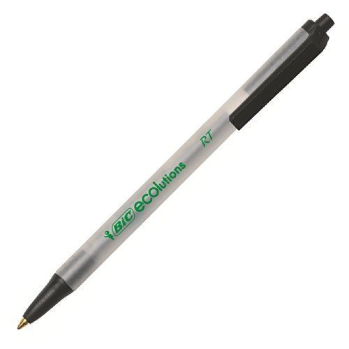 BIC ECOlutions Retractable Ball Pen, Medium Point (1.0 mm), Black, 12 Pens