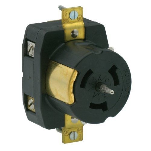 Leviton CS6369 50 Amp, 125/250 Volt AC, Black &amp; White Locking Flush Mount