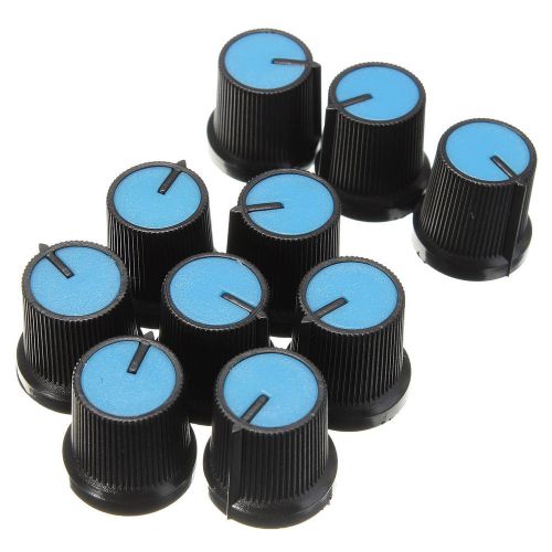 10pcs black knob blue face plastic for rotary taper potentiometer hole 6mm new for sale