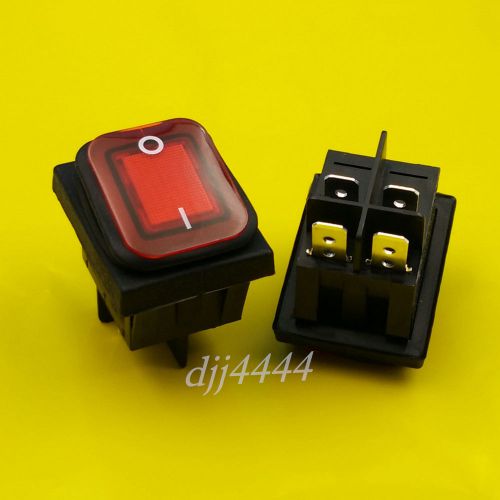 10Pcs Waterproof Rocker Switch 4Pin Red Lamp Light DPST ON/OFF Good Quality