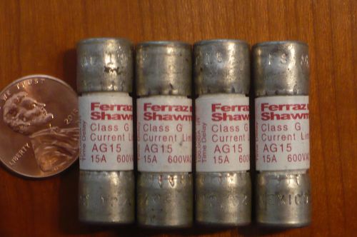 Lot of 4 ferraz shawmut ag15 fuse 15a class g 600vac for sale