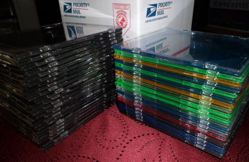 Lot of 41 slim single cd/dvd jewel cases multi-colored for sale