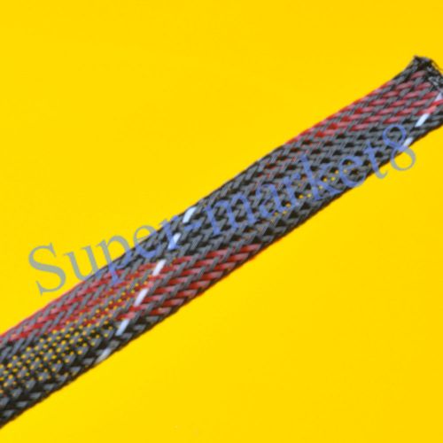 12.7mm 1/2&#034; Diameter Expandable Braided Nylon PET Black Red White Sleeving 9M