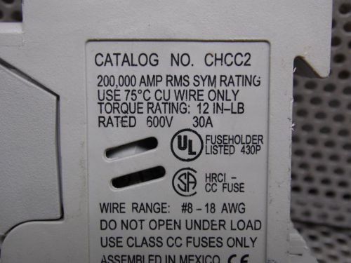 BUSSMANN FUSE HOLDER CHCC2 30 AMP 600V BUSS