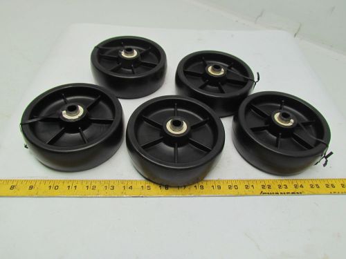 Heavy duty plastic caster wheels 6x2-1/2 axle 2-7/16 long w/roller brg lot of 5 for sale