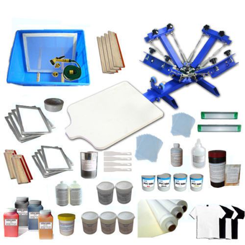 4 color 1 station screen printing press &amp; material full kit shirt processing diy for sale