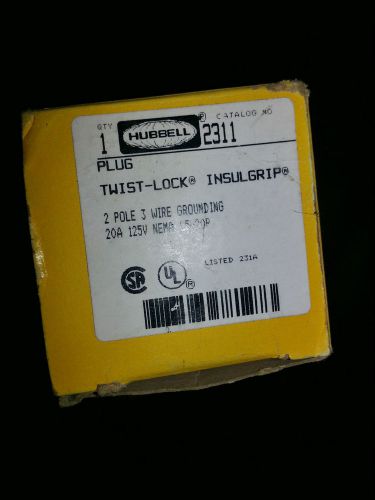 Hubbell black 2311 NIB 20 A 125V 2 pole 3 wire grounding plug