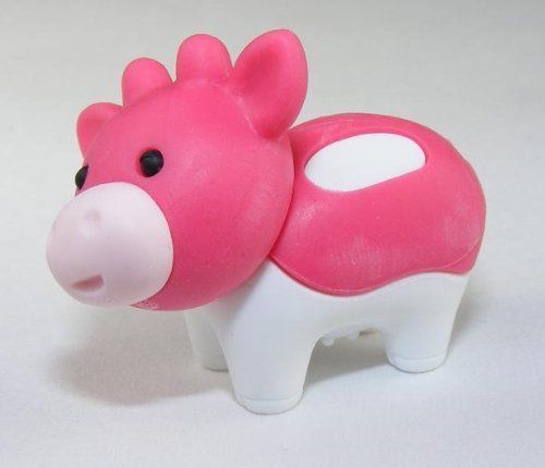 NEW Cow Japanese Eraser  Dark Pink &amp; White Feet. 2 Pack