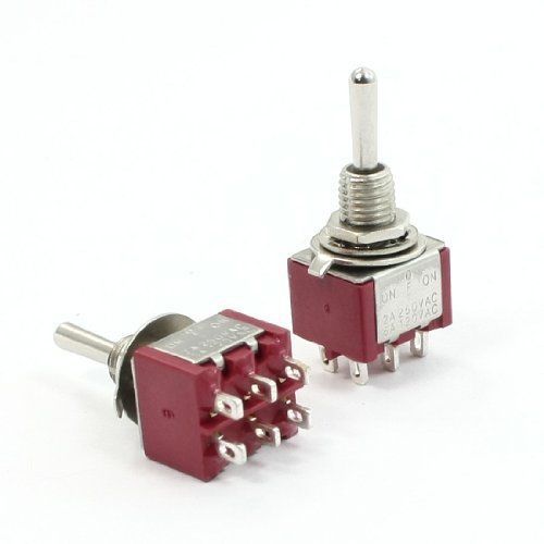 2a/250vac 5a/120vac dpdt non-locking 6 pin panel mount toggle switch 2 pcs for sale