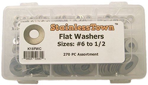 Stainless town stainlesstown k18fwc stainless flat washer assortment kit for sale