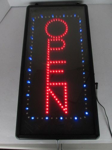 Open lighted sign red/blue on black 24&#034; x 12&#034; moving lights s for sale