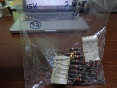 32pcs. 15K Ohm 2 Watt 10%  Carbon Comp resistors Vintage  NOS Ohmite Brand