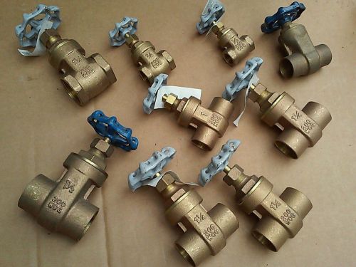 Lot of 9 Nibco brass 200WOG 1&#034; 1 inch NPT 1/2 1 1/4 1 1/2 Gate Valves