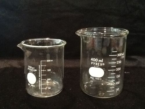 2 pyrex beakers 400ml and 250 ml