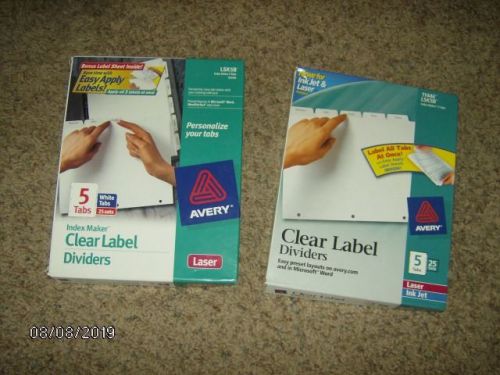 2 Packs Avery Index Maker Clear Label Presentation Dividers 5 Tabs-25 Sets 11446