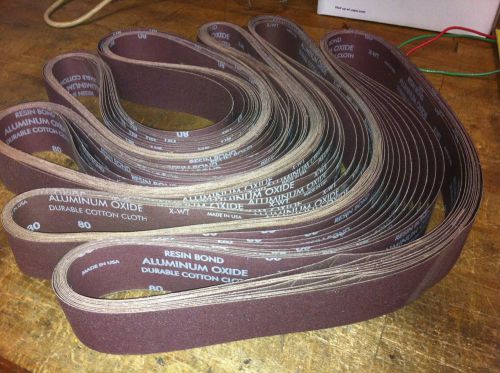 Norton premium abrasive sanding belts 2-1/2&#034; x 60&#034; a/o 80 grit x-wt usa for sale