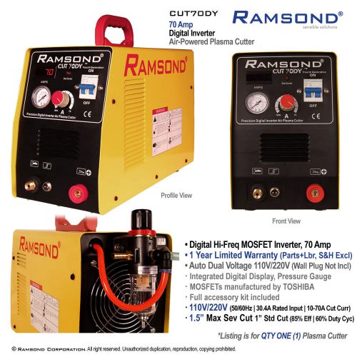 70 Watt Max Output Digital Inverter Air-Powered Plasma Cutter 110V/220V 50/60Hz