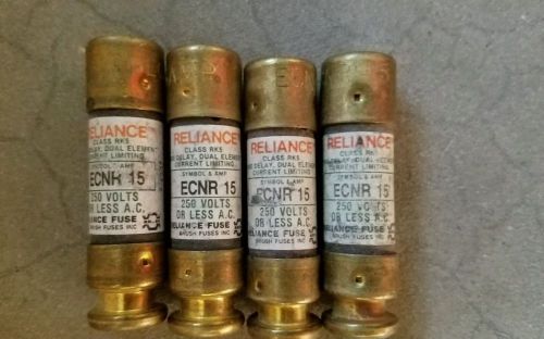 NOS Lot of 4 Reliance Brush ECNR15 15A Fuses Class RK5 250 V