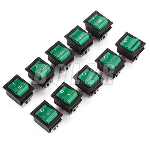 Bqlzr rocker switch with green indicator light set of 10 green for sale