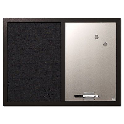 Combo Bulletin Board, Bulletin/Dry Erase, 24X18, Black Frame, Sold as 1 Each