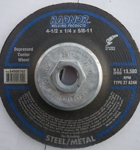 Radnor 64000702 Depressed Center Wheel 4 1/2&#034; X 1/4&#034; X 5/8&#034; - 11 A24R QTY 20