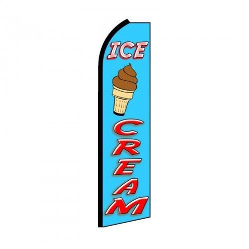 Ice cream swooper flag 15&#039; sign blue banner + pole made in usa for sale