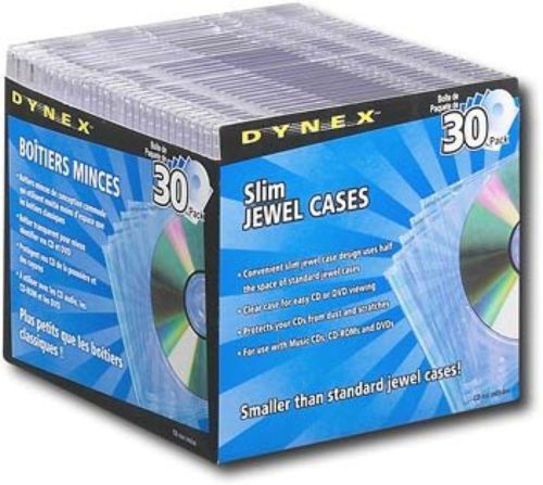 Dynex 30pk slim clear CD cases
