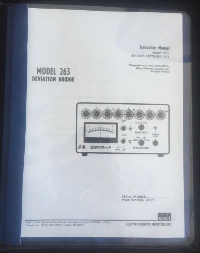 ESI MODEL 263 DEVIATION BRIDGE INSTRUCTION MANUAL