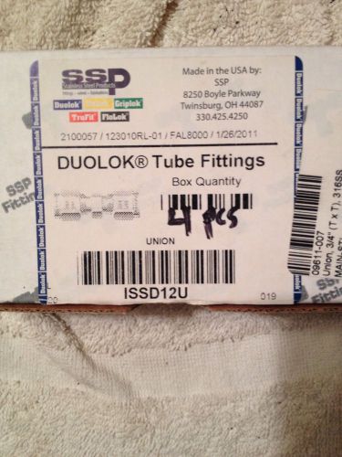 SSP DUOLOK, NEW, ISSD12U, 3/4T X 3/4T Union 316 SS