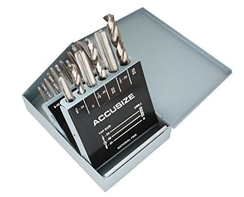 Accusize Industrial Tools AccusizeTools - 18 Pcs/Set H.S.S. Tap &amp; Drill Set, UNF